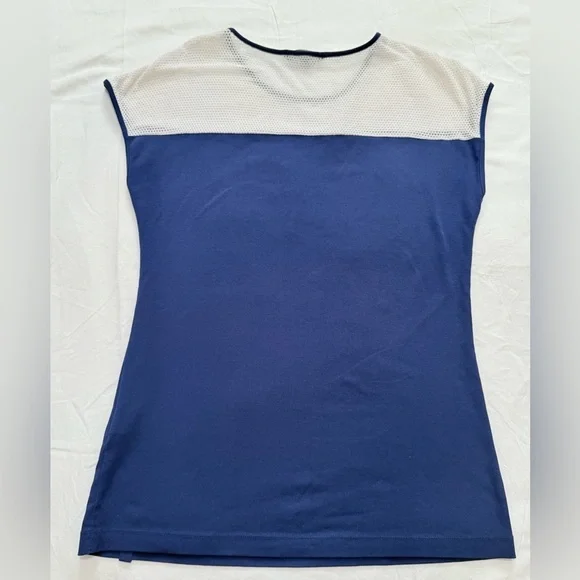 Lauren Ralph Lauren Women’s Sleeveless Navy Blue Top – Mesh Yoke, Size S - Picture 6 of 6